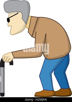 Old man in cartoon style with shadow, vector Stock Vector