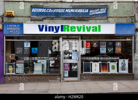 Vinyl Revival shop, Hilton Street, Northern Quarter, city centre, Manchester, UK (Round corner from Oldham St + Tib St) Stock Photo