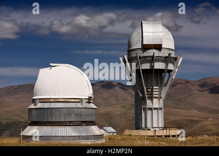 Assy astronomical observatory telescope towers on the mountain plateau of Assy Turgen Kazakhstan Stock Photo