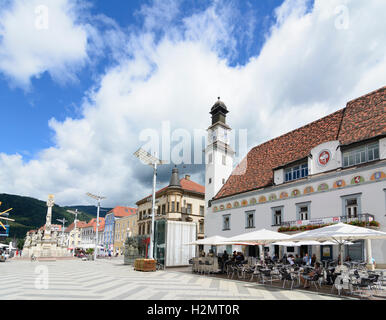 Leoben: Main square, Old Town Hall, Obere Steiermark, Steiermark, Styria, Austria Stock Photo