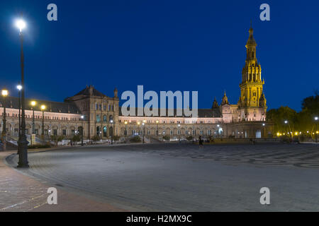 Plaza de Espana flood lit at night Stock Photo