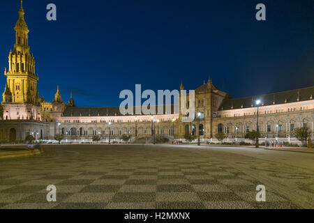 Plaza de Espana flood lit at night Stock Photo