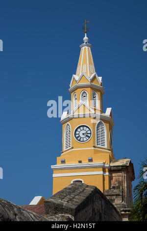 Clock Tower (Torre del Reloj) in Cartagena de Indias Stock Photo