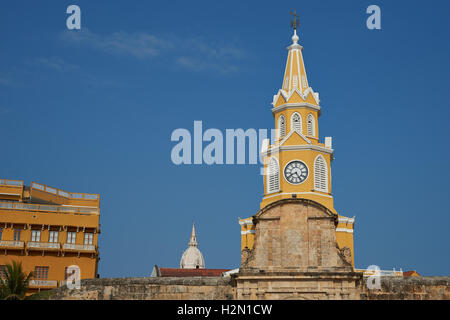 Clock Tower (Torre del Reloj) in Cartagena de Indias Stock Photo