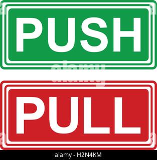 Push and pull to open door signs. Vector on transparent background ...