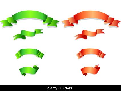 Set of green and orange ribbons. Stock Vector