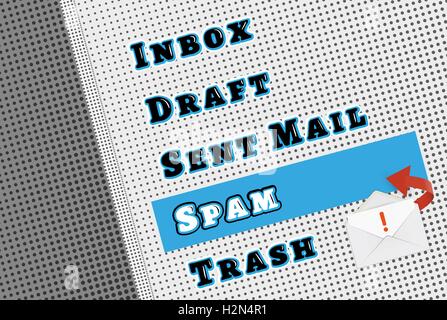 comic mail box menu with spam filter Stock Vector