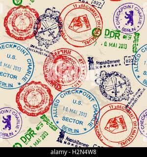 Seamless texture with real stamps. Stock Vector