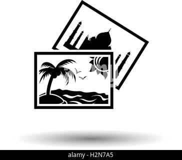 Two travel photograph icon. White background with shadow design. Vector illustration. Stock Vector