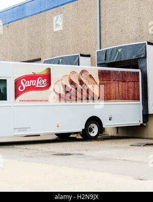 A SaraLee bakery delivery truck at a loading dock in Oklahoma City ...