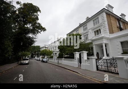 A general view of The Boltons in central London, which has been named as Britain's second most expensive street in the Zoopla 2016 Rich List. Stock Photo