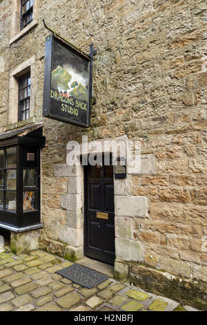 'Dragons Back Studio'. Formerly the 'Olde Red Bull Inn'. In Longnor, Staffordshire, England. Stock Photo