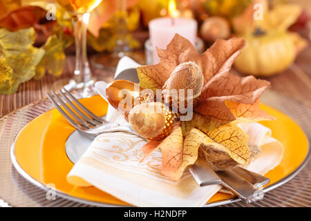 Autumn place setting . Stock Photo