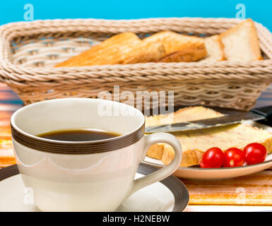 Breakfast Black Coffee Indicating Morning Meal And Restaurants Stock Photo