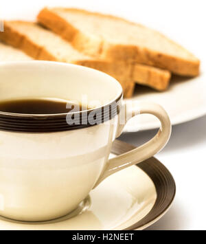 Coffee And Bread Indicating Morning Meal And Cafeterias Stock Photo