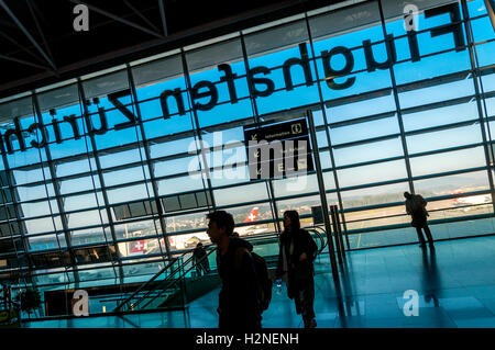 Zürich Airport, Flughafen Zürich, also known as Kloten Airport, the largest international airport of Switzerland principal hub o Stock Photo