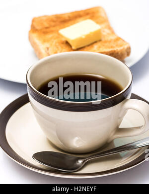 Coffee And Toast Indicating Toasted Bread And Breaks Stock Photo