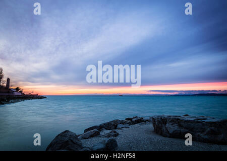 Winter evening from the shore of Muggia, Trieste Gulf Stock Photo