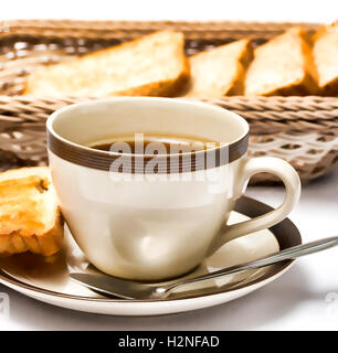 Bread And Coffee Indicating Morning Meal And Break Stock Photo