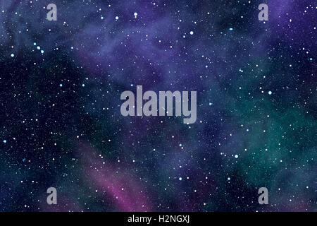 High resolution abstract background with cosmic space filled by stars and colored nebulae.