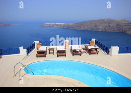 Santorini view - Greece (Firostefani) - vacation background Stock Photo