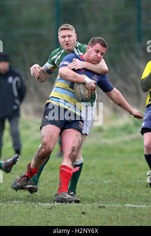 Old Cooperians RFC vs Saffron Walden RFC - Rugby Union at Coopers Company & Coborn School, Upminster  - 14/02/15 Stock Photo