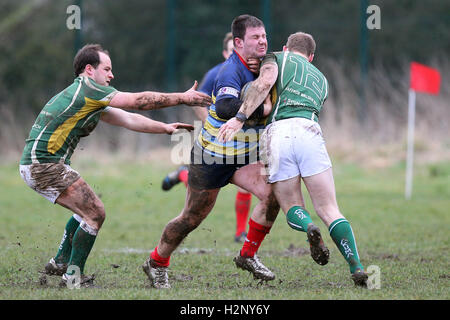 Old Cooperians RFC vs Saffron Walden RFC - Rugby Union at Coopers Company & Coborn School, Upminster  - 14/02/15 Stock Photo