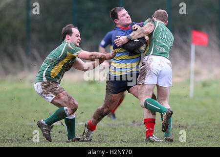 Old Cooperians RFC vs Saffron Walden RFC - Rugby Union at Coopers Company & Coborn School, Upminster  - 14/02/15 Stock Photo