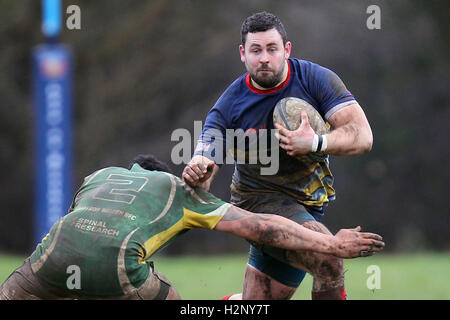 Old Cooperians RFC vs Saffron Walden RFC - Rugby Union at Coopers Company & Coborn School, Upminster  - 14/02/15 Stock Photo