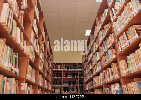 library books on a shelf in the library Stock Photo