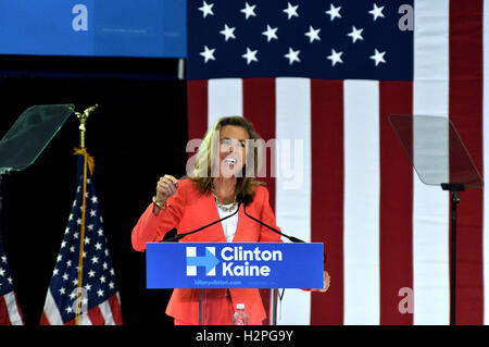 Democratic U.S. Senate candidate Michelle Nunn waves to the crowd as ...