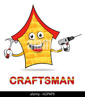 House Craftsmen Icon Means Home Handyman And Builder Stock Photo