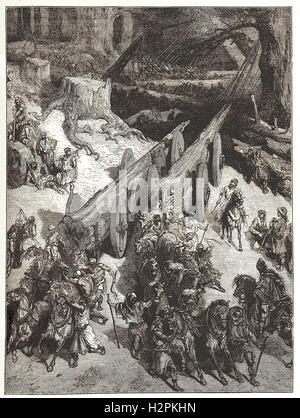 BRINGING CEDAR FROM LEBANON - from 'Cassell's Illustrated Universal History' - 1882 Stock Photo
