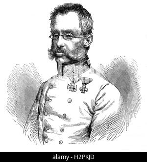 Archduke Albrecht Friedrich Rudolf Dominik of Austria,(1817 – 1895) was an Austrian Habsburg general.  At the outbreak of the Seven Weeks' War in June 1866, Albrecht was named commander of the southern army facing the Italian forces of King Victor Emmanuel II. Albrecht was decisively victorious in the battle of Custoza (24 June 1866), but failed to exploit his victory when he neglected to pursue the beaten Italian Army of the Mincio. Stock Photo