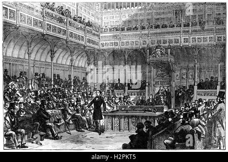 Benjamin Disraeli introducing his reform bill in the House of Commons ...