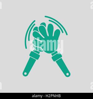 Football fans clap hand toy icon. Black background with white. Vector ...