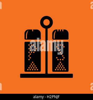 Pepper and salt icon. Orange background with black. Vector illustration. Stock Vector