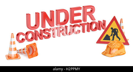 under construction concept, 3D rendering isolated on white background Stock Photo