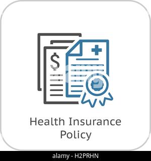 Insurance policy icon in flat style. Report vector illustration on ...