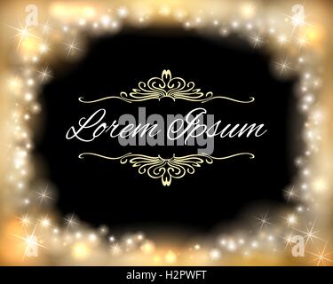 Festive shining frame with glowing stars and place for your text. Vector illustration. Stock Vector