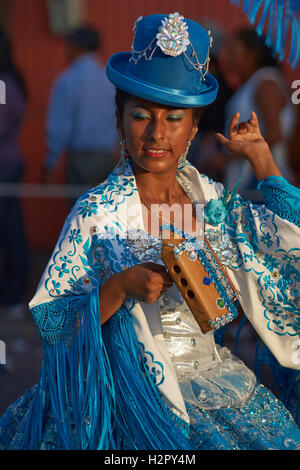 Morenada dancers at the annual Carnaval Andino con la Fuerza del Sol in Arica, Chile. Stock Photo