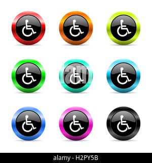 wheelchair web icons set Stock Photo