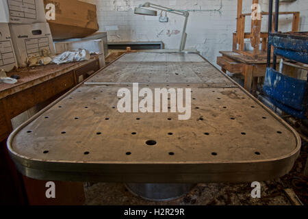 Autopsy table within St Ann's Hospital Mortuary, Haringey, North London, UK Stock Photo