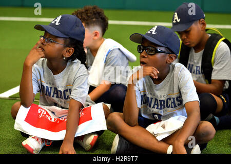 Scene from official opening of MLB Urban Youth Academy 'Ryan Howard Training Center', in South Philadelphia, PA. Stock Photo