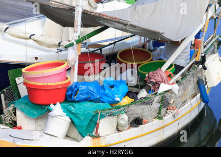 Fishing boat in the sea in Greece Stock Photo