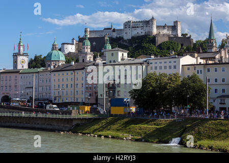 Hohensalzburg Castle above the city of Salzburg in Austria. Salzburg is the fourth-largest city in Austria. Stock Photo