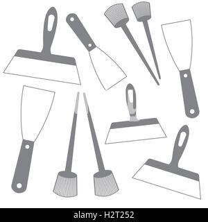 Nice picture of  colored brushes and spatulas on a white background Stock Vector
