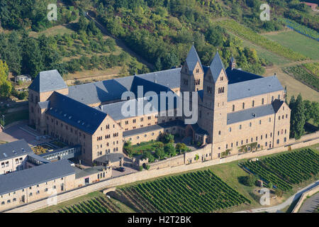 AERIAL VIEW. St. Hildegard Abbey. Rüdesheim am Rhein, Hesse, Germany. Stock Photo