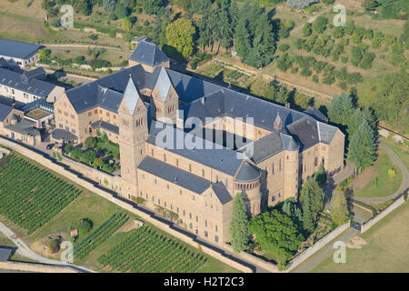 AERIAL VIEW. St. Hildegard Abbey. Rüdesheim am Rhein, Hesse, Germany. Stock Photo