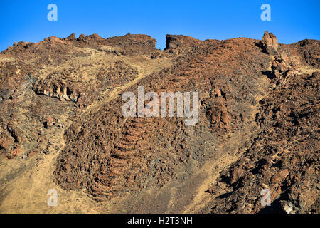 Solidified lava, Canadas del Teide, Teide National Park, Tenerife, Canary Islands, Spain Stock Photo